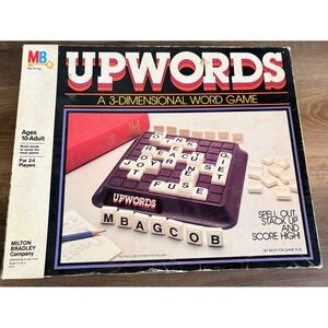 Vintage 1983 Milton Bradley UPWORDS Board Game Complete W/ Instruction Manual!
